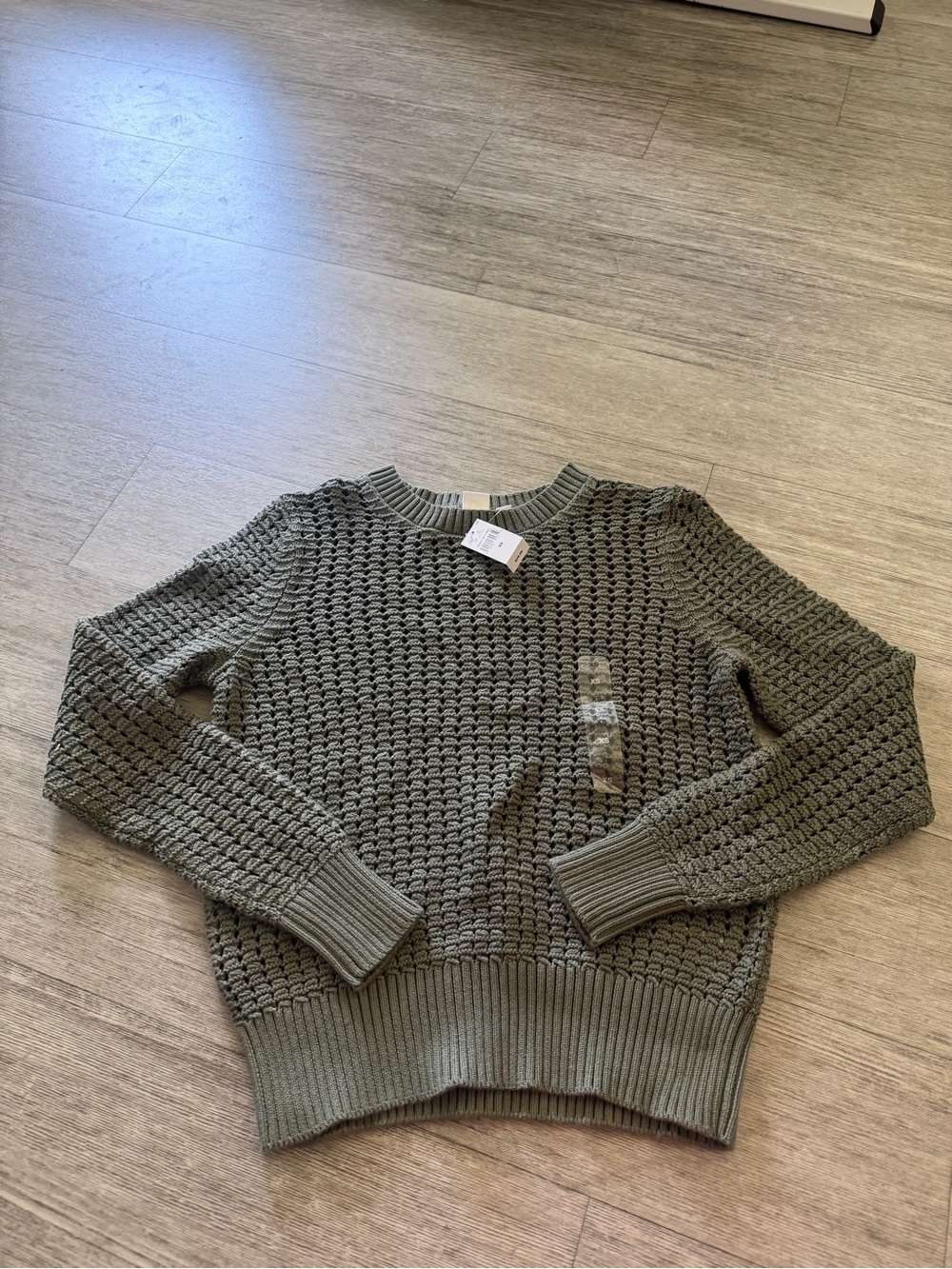 GAP Women's Cropped Net Green Sweater